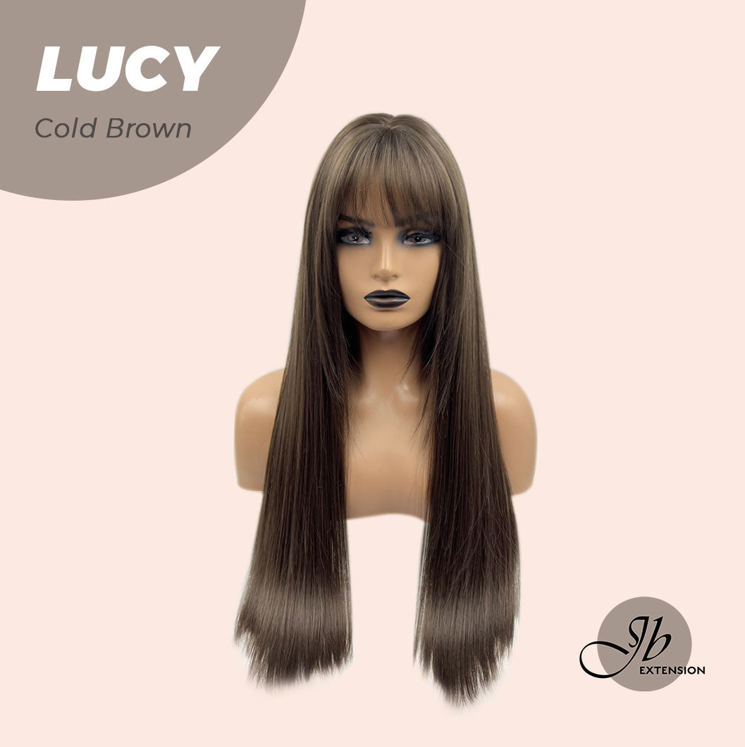 JBEXTENSION 24 Inches Cold Brown Wig With Bangs LUCY COLD BROWN Alexwigs