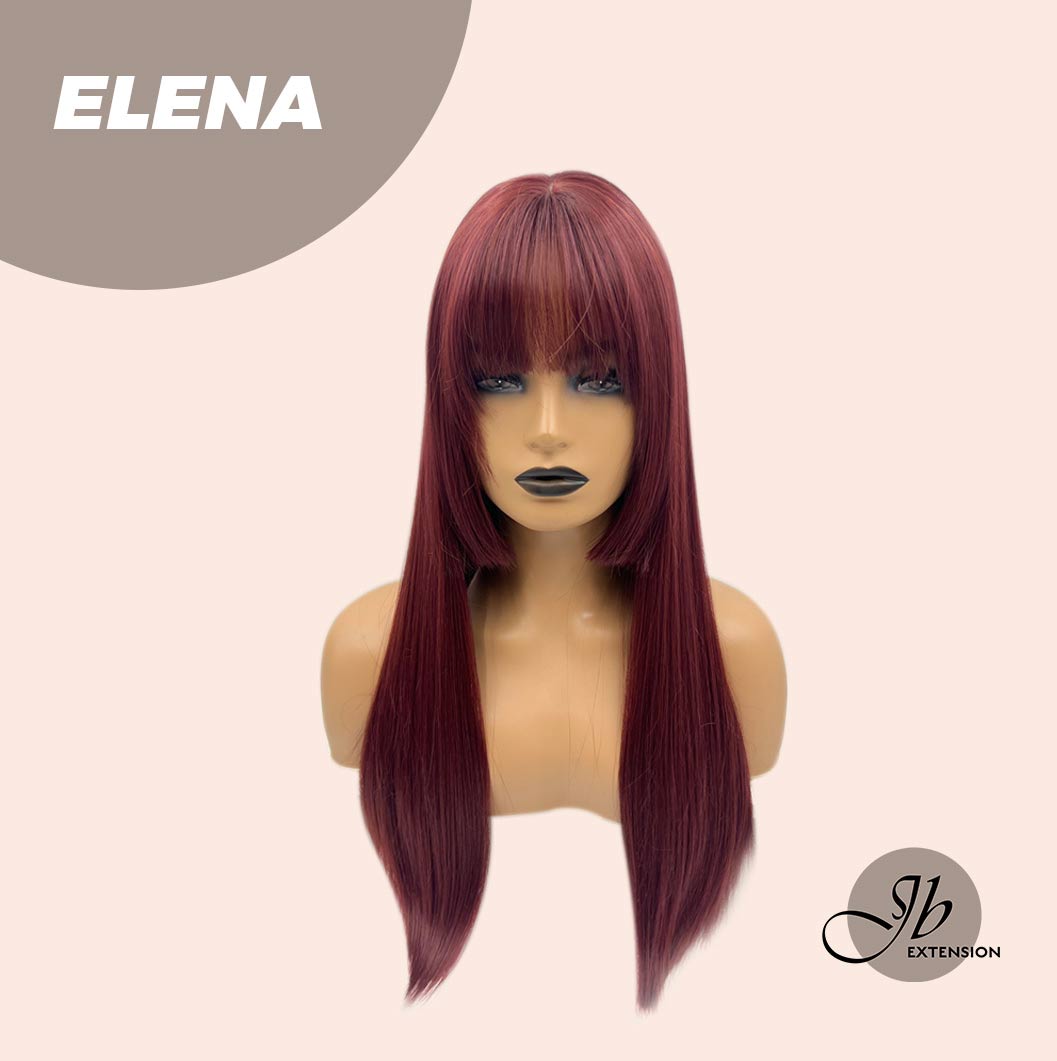 JBEXTENSION 22 Inches Straight Red Hime Cut Wig With Bangs ELENA Alexwigs