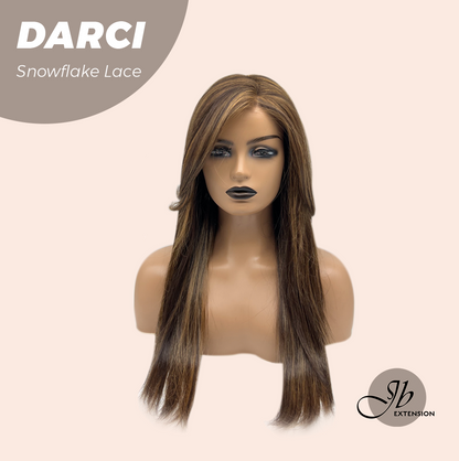 JBEXTENSION 25 Inches Caramel Pre-Cut Snowflake Lace Frontlace Glueless Wig DARCI【PERMATEASE】【BENDY EAR TABS】 Alexwigs