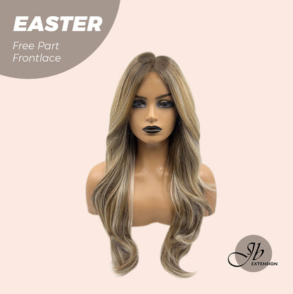 JBEXTENSION 25 Inches Mix Blonde Curly Free Part Pre-Cut Frontlace Glueless Wig EASTER Alexwigs