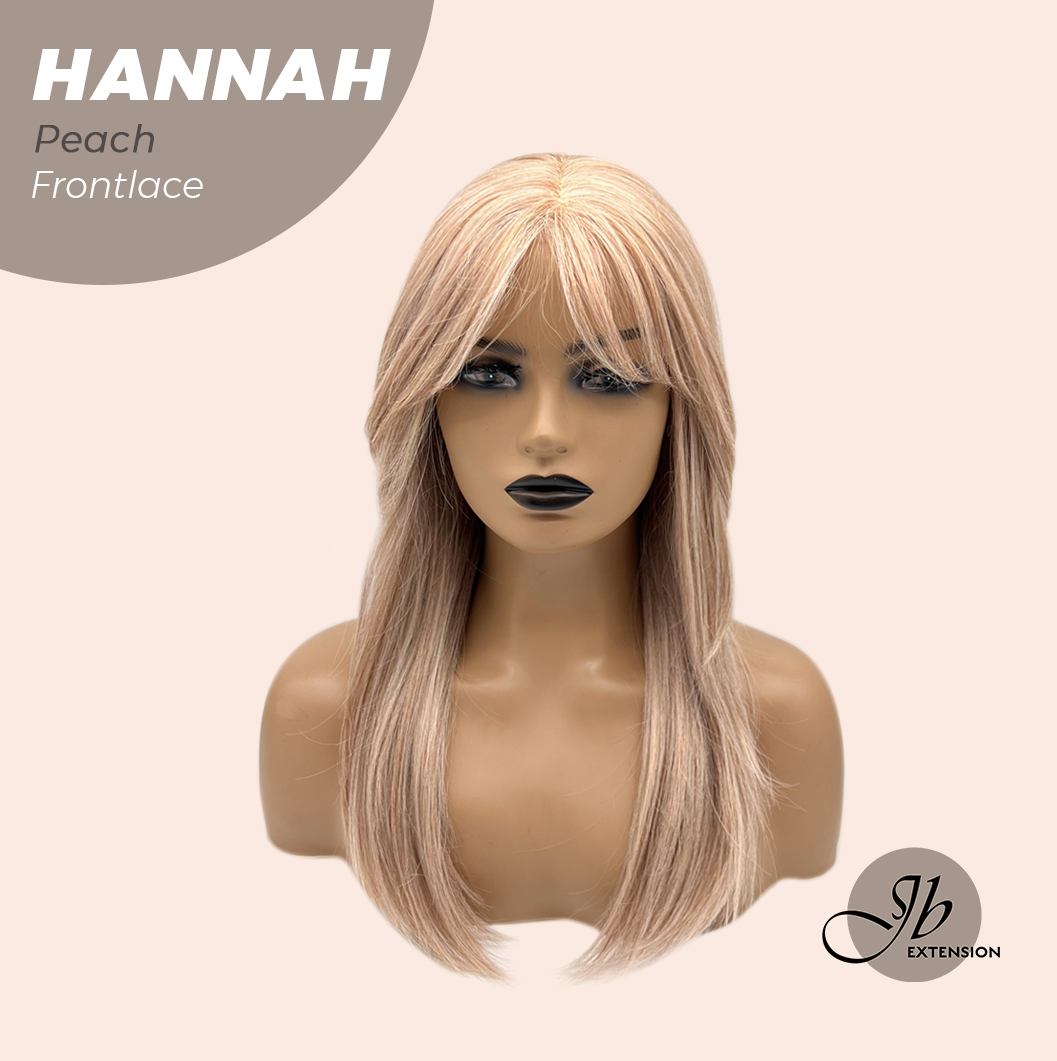JBEXTENSION 20 Inches Peach Pre-Cut Frontlace Glueless Wig with Bangs HANNAH PEACH Alexwigs