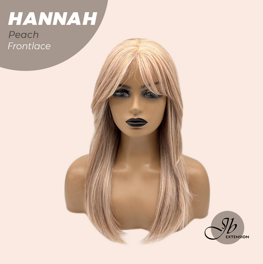 JBEXTENSION 20 Inches Peach Pre-Cut Frontlace Glueless Wig with Bangs HANNAH PEACH Alexwigs