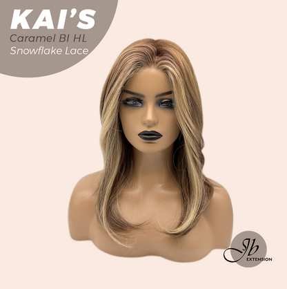 [PRE-ORDER] JBEXTENSION 18 Inches Caramel Blonde Highlight Pre-Cut Snowflake Lace Frontlace Glueless Wig KAI'S CARAMEL BLONDE HIGHLIGHT【PERMATEASE】【BENDY EAR TABS】 Alexwigs