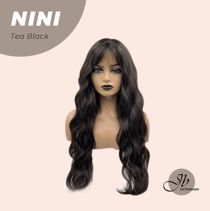 JBEXTENSION 24 Inches Tea Black Darkest Brown Body Wave Wig With Cute Bangs NINI TEA BLACK Alexwigs