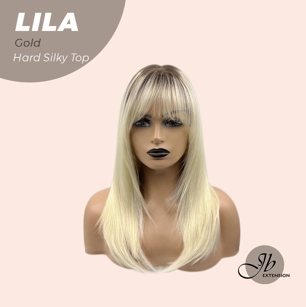 JBEXTENSION 20 Inches Scalpiana Blonde Wolf Cut 3.5X4 Hard Silky Top Natural Scalp Effect Wig With Bangs LILA GOLD Alexwigs