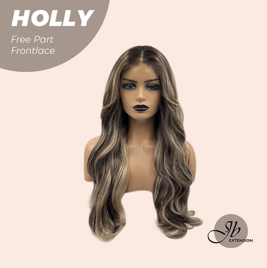 JBEXTENSION 24 Inches Brown With Highlight Wave Pre-Cut Free Part Frontlace Glueless Wig HOLLY Alexwigs