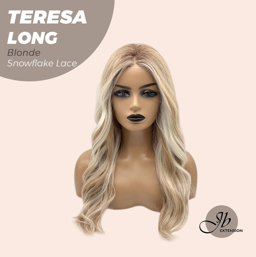 JBEXTENSION 22 Inches Long Blonde Pre-Cut Snowflake Lace Frontlace Glueless Wig TERESA LONG BLONDE【PERMATEASE】【BENDY EAR TABS】- M/L Alexwigs