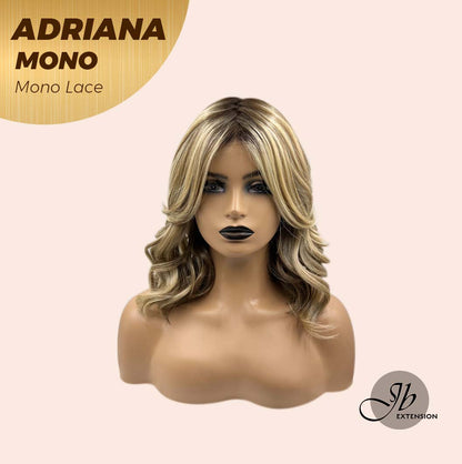 [PRE-ORDER] JBEXTENSION ADRIANA MONO Full Monofilament Handmade Full Lace Full Hand Tied Wig 14 Inches Blonde With Dark Root Wave Mono Lace Handmade Futura Fiber Wig With Anti-slip Silicone Strips Glueless Wig Adriana Mono【BENDY EAR TABS】 Alexwigs