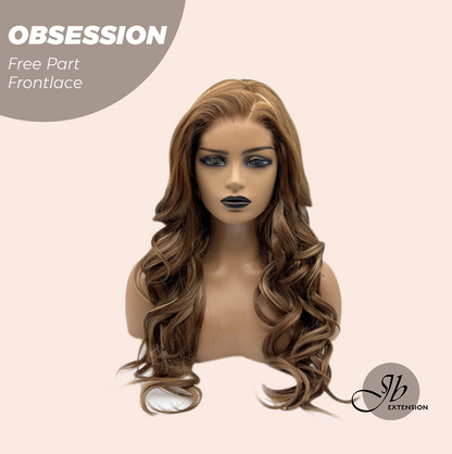 JBEXTENSION 24 Inches Brown With Highlight Wave 13X6 Pre-Cut Free Part Frontlace Glueless Wig OBSESSION Alexwigs