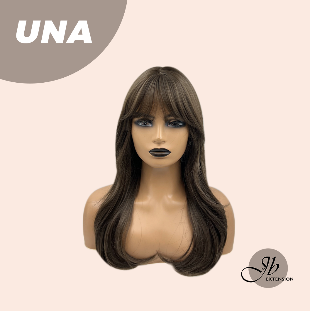 JBEXTENSION 22 Inches Cold Brown Wave With Bangs Wig UNA Alexwigs