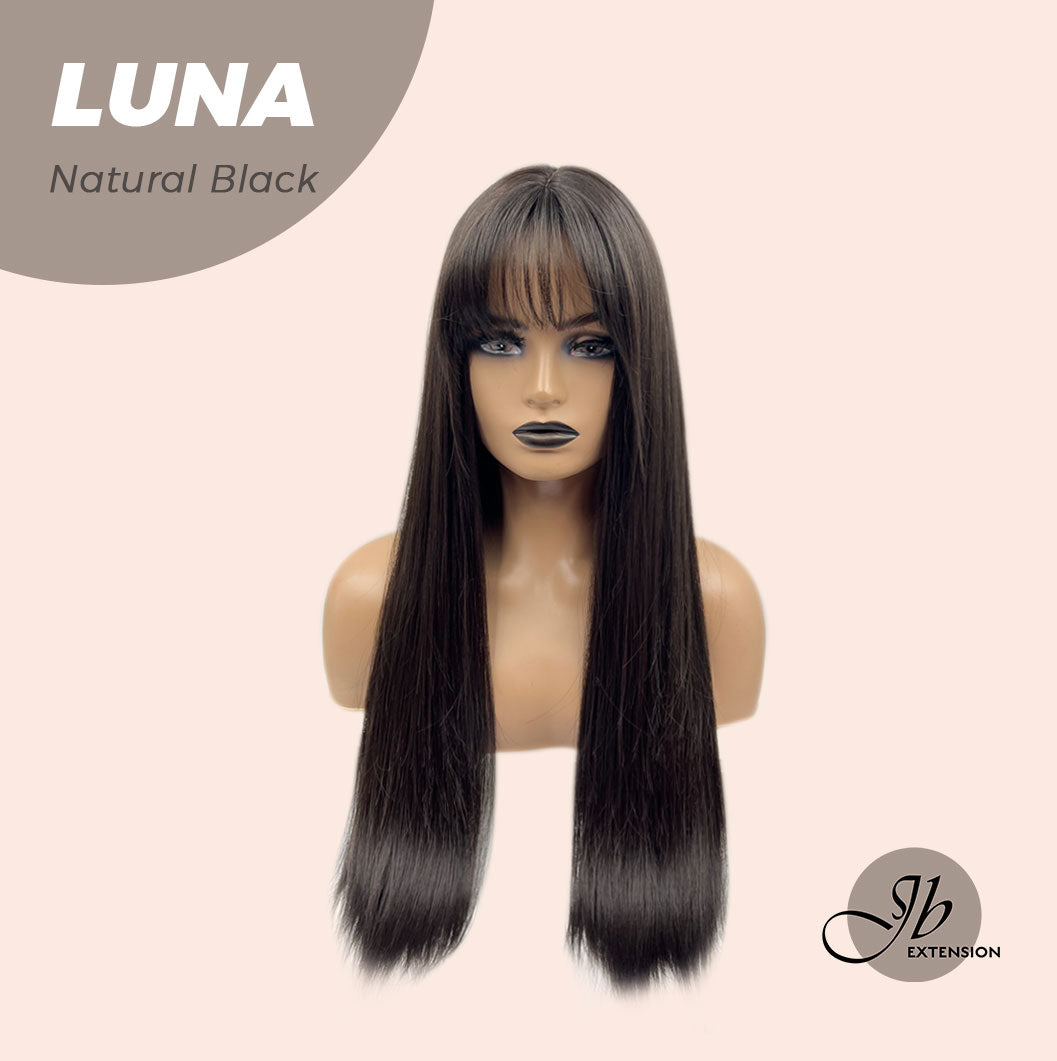 JBEXTENSION 24 Inches Long Straight Nature Black Wig With Bangs LUNA NATURAL BLACK Alexwigs