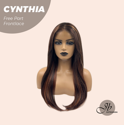 JBEXTENSION 25 Inches Auburn Highlight Pre-Cut Free Part Frontlace Glueless Wig CYNTHIA Alexwigs