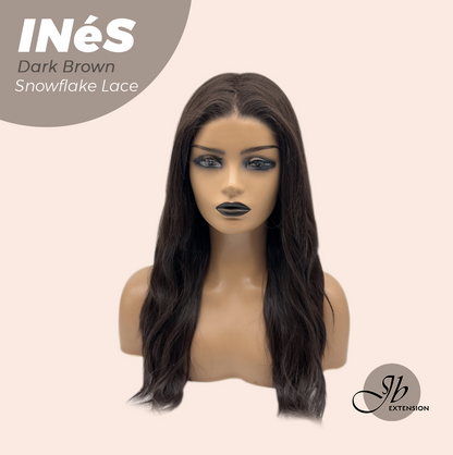 JBEXTENSION 22 Inches Dark Brown Pre-Cut Snowflake Lace Frontlace Glueless Wig INéS DARK BROWN【PERMATEASE】【BENDY EAR TABS】- M/L Alexwigs