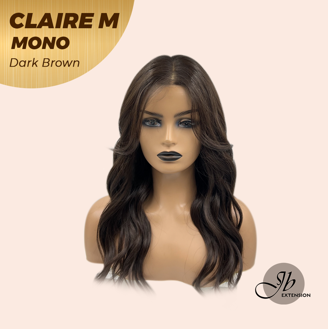 [PRE-ORDER] HOT OF SEASON - CLAIRE MONO DARK BROWN Partial Monofilament Wig 22 Inches Dark Brown Partial Mono Lace Glueless Wig CLAIRE MONO DARK BROWN【BENDY EAR TABS】 Alexwigs