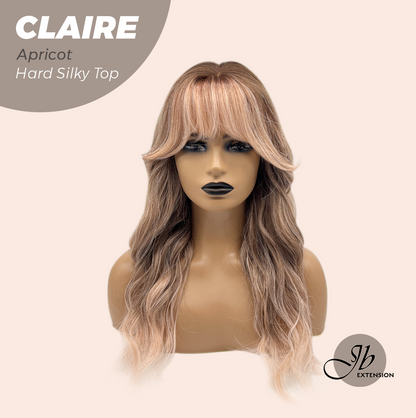 JBEXTENSION 22 Inches Scalpiana Apricot 3.5X4 Hard Silky Top Natural Scalp Effect Women Wig With Bangs CLAIRE SILKY TOP APRICOT Alexwigs