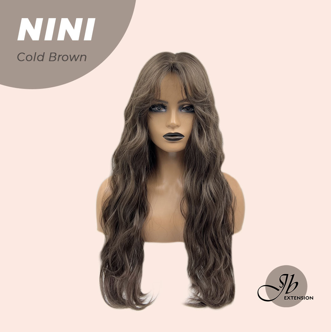 JBEXTENSION 24 Inches Cold Brown Body Wave Wig With Cute Bangs NINI Alexwigs