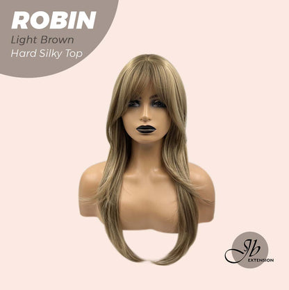 JBEXTENSION 22 Inches  Scalpiana Light Brown Wolf Cut 3.5X4 Hard Silky Top Natural Scalp Effect Wig ROBIN LIGHT BROWN Alexwigs