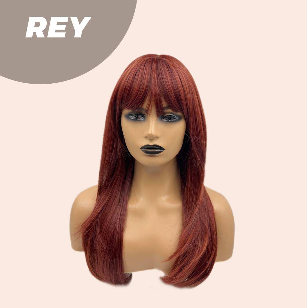 JBEXTENSION 22 Inches Wolf Cut Red Wig With Bangs REY Alexwigs