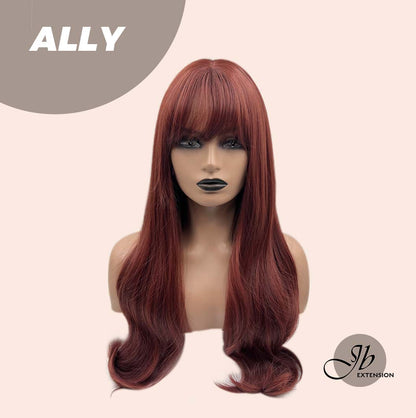 JBEXTENSION 25 Inches Red Curly Fashion Wig With Full Bangs ALLY Alexwigs