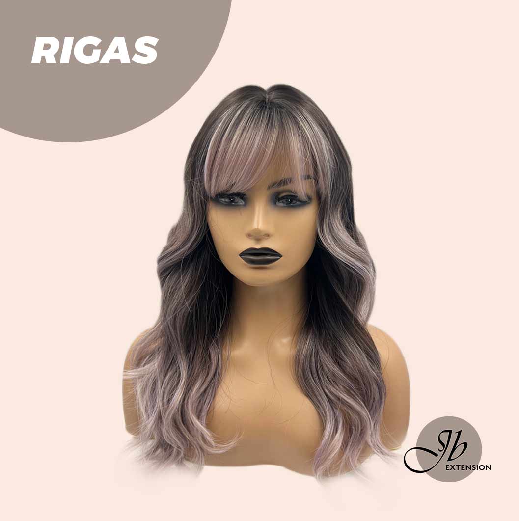 JBEXTENSION 20 Inches Shatush Purple Body Wave Wig With Bangs RIGAS Alexwigs