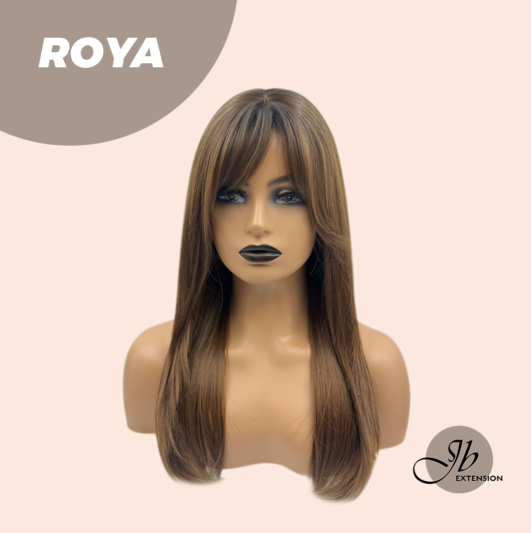 JBEXTENSION 22 Inches Brown With Dark Root With Bangs Wig ROYA Alexwigs