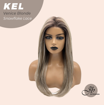 JBEXTENSION 22 Inches Venice Blonde Pre-Cut Snowflake Lace Frontlace Glueless Wig KEL VENICE BLONDE【PERMATEASE】【BENDY EAR TABS】- M/L Alexwigs