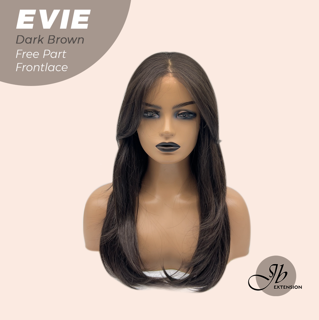 JBEXTENSION 22 Inches Dark Brown Pre-Cut Free Part Frontlace Glueless Wig EVIE DARK BROWN Alexwigs