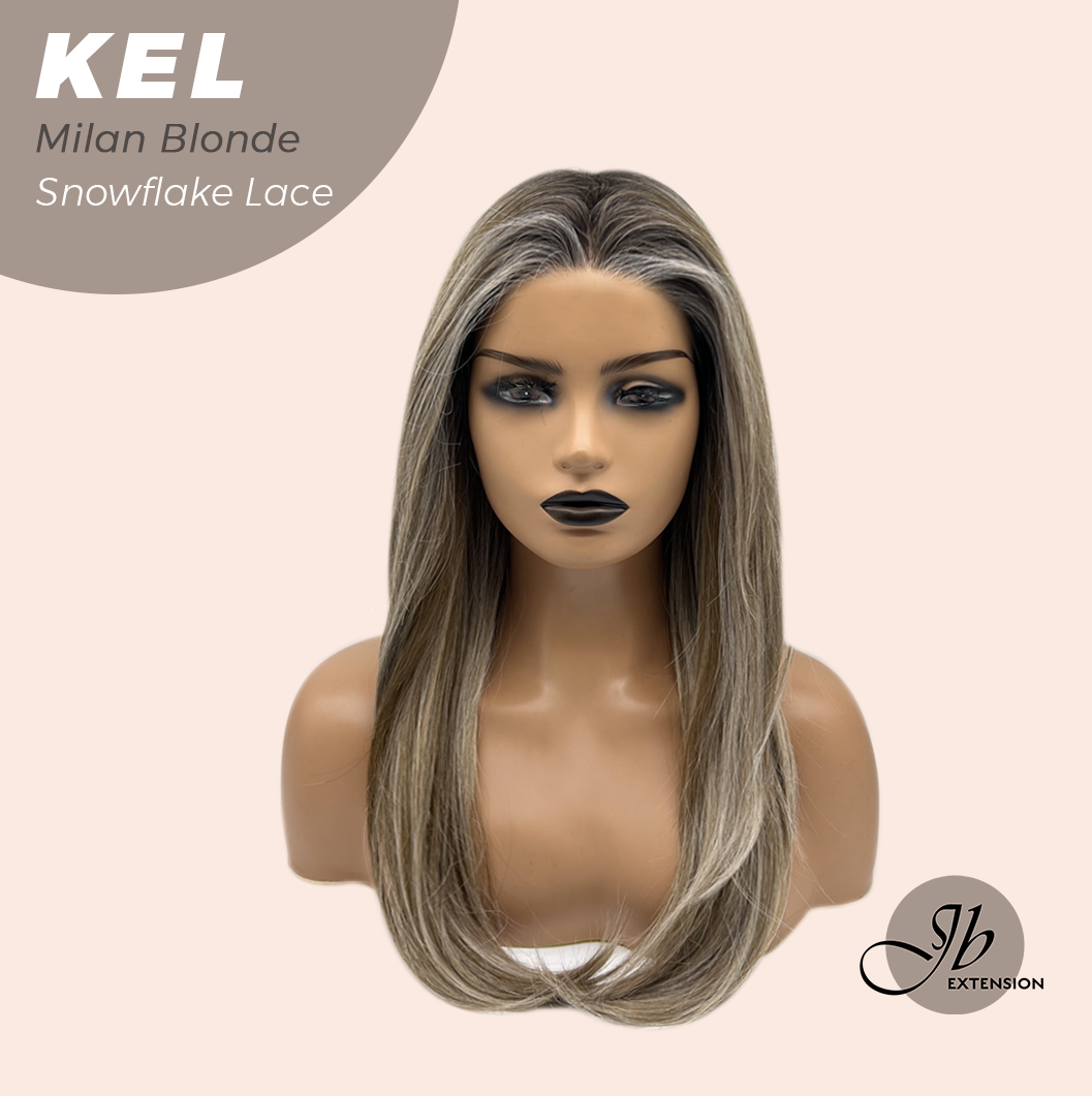 JBEXTENSION 22 Inches Milan Blonde Pre-Cut Snowflake Lace Frontlace Glueless Wig KEL MILAN BLONDE【PERMATEASE】【BENDY EAR TABS】- M/L Alexwigs