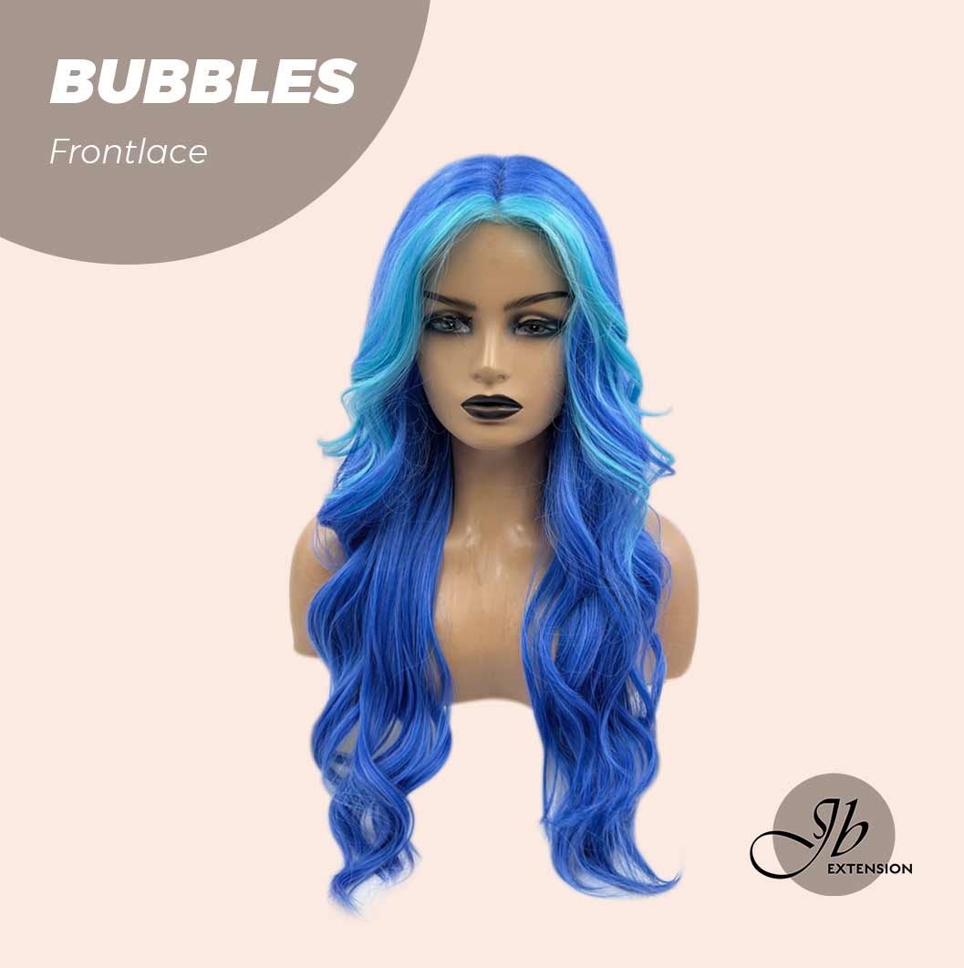 JBEXTENSION 24 Inches Mix Blue Body Wave Pre-Cut Frontlace Glueless Wig BUBBLES Alexwigs