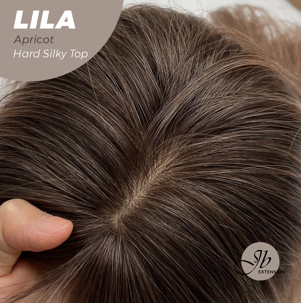 JBEXTENSION 20 Inches Scalpiana Apricot Wolf Cut 3.5X4 Hard Silky Top Natural Scalp Effect Wig With Bangs LILA APRICOT Alexwigs