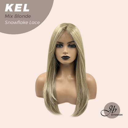 JBEXTENSION 22 Inches Mix Blonde Pre-Cut Snowflake Lace Frontlace Glueless Wig KEL MIX BLONDE【PERMATEASE】【BENDY EAR TABS】- M/L Alexwigs