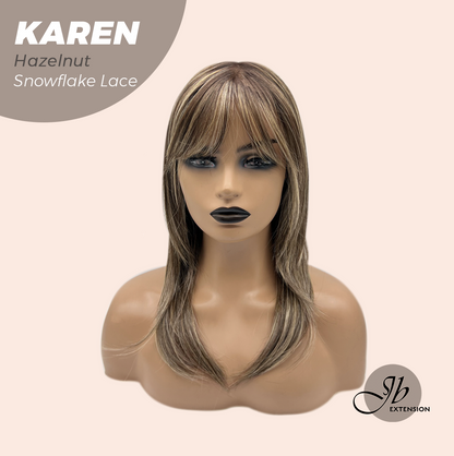 [PRE-ORDER] JBEXTENSION 18 Inches Hazelnut Pre-Cut T Part Snowflake Lace Frontlace Glueless Wig KAREN HAZELNUT【BENDY EAR TABS】 Alexwigs
