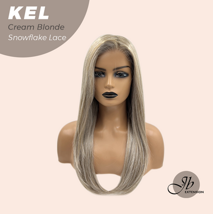 JBEXTENSION 22 Inches Cream Blonde Pre-Cut Snowflake Lace Frontlace Glueless Wig KEL CREAM BLONDE【PERMATEASE】【BENDY EAR TABS】- M/L Alexwigs