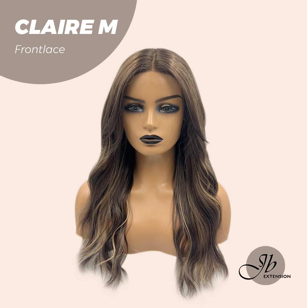 JBEXTENSION 22 Inches Body Wave Brown With Highlight Pre-Cut Frontlace Glueless Wig CLAIRE LACE M Alexwigs