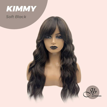 JBEXTENSION 24 Inches Soft Black Body Wave With Bangs Wig KIMMY SOFT BLACK Alexwigs