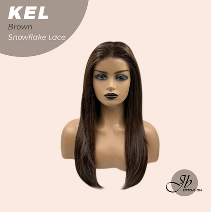 JBEXTENSION 22 Inches Brown Pre-Cut Snowflake Lace Frontlace Glueless Wig KEL BROWN【PERMATEASE】【BENDY EAR TABS】- M/L Alexwigs