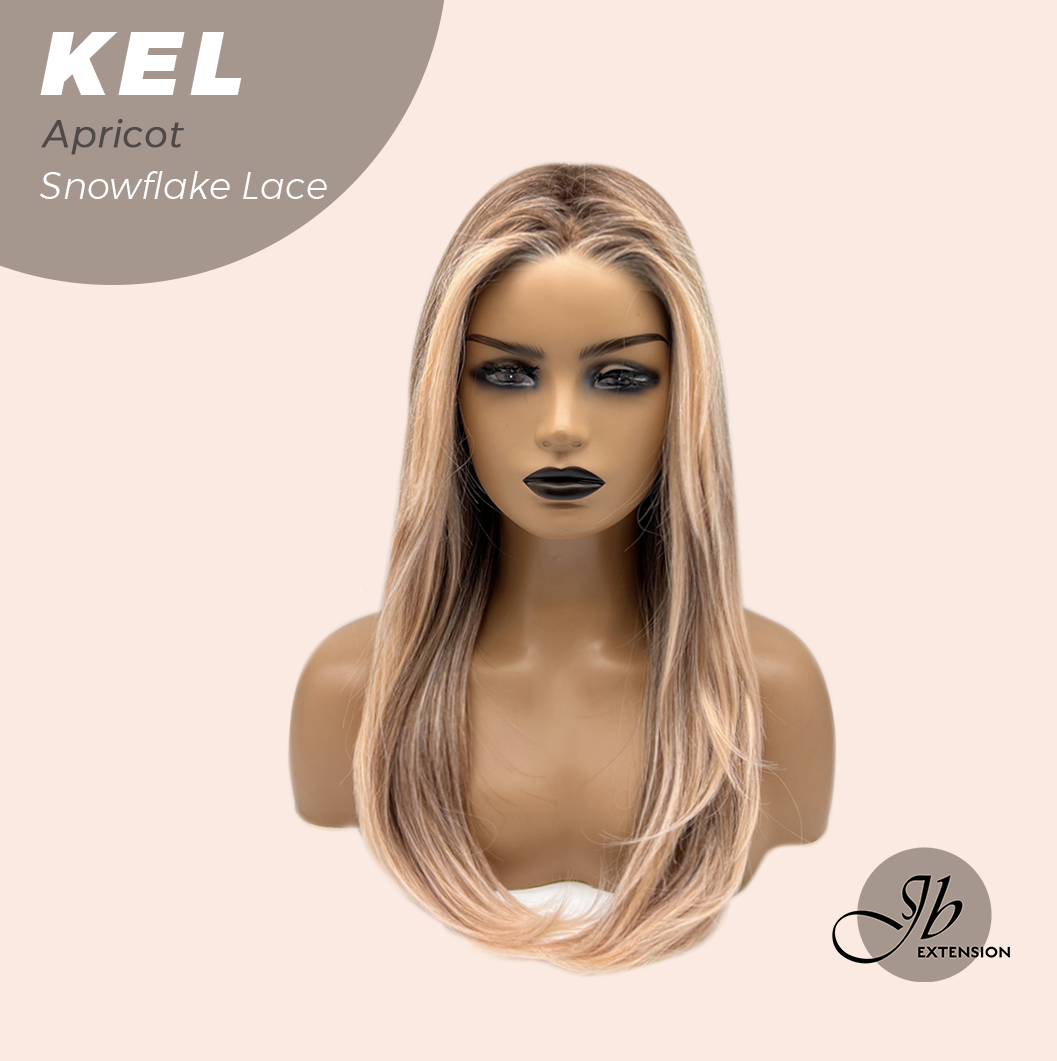 JBEXTENSION 22 Inches Apricot Pre-Cut Snowflake Lace Frontlace Glueless Wig KEL APRICOT【PERMATEASE】【BENDY EAR TABS】- M/L Alexwigs
