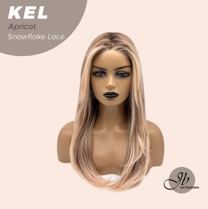 JBEXTENSION 22 Inches Apricot Pre-Cut Snowflake Lace Frontlace Glueless Wig KEL APRICOT【PERMATEASE】【BENDY EAR TABS】- M/L Alexwigs