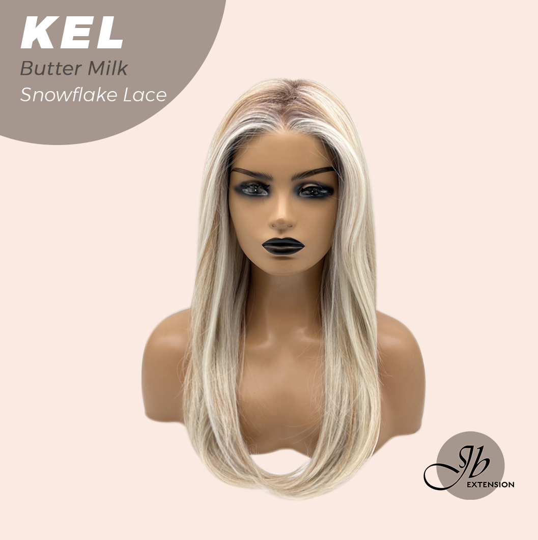 JBEXTENSION 22 Inches Butter Milk Pre-Cut Snowflake Lace Frontlace Glueless Wig KEL BUTTER MILK【PERMATEASE】【BENDY EAR TABS】- M/L Alexwigs