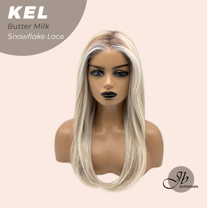 JBEXTENSION 22 Inches Butter Milk Pre-Cut Snowflake Lace Frontlace Glueless Wig KEL BUTTER MILK【PERMATEASE】【BENDY EAR TABS】- M/L Alexwigs