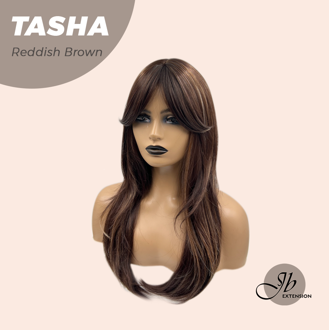JBEXTENSION 24 Inches Wolf Cut Reddish Brown Women Wig With Bangs TASHA REDDISH BROWN Alexwigs