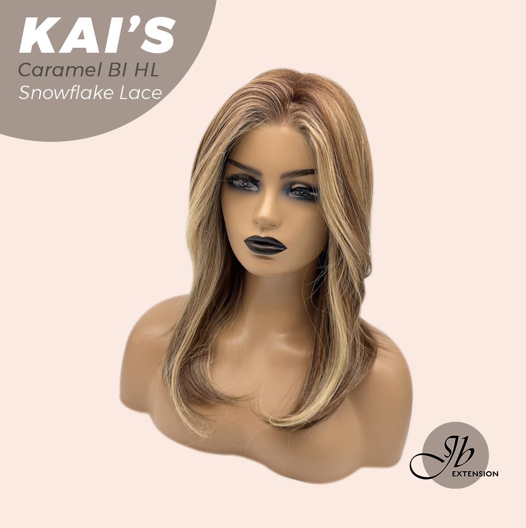 [PRE-ORDER] JBEXTENSION 18 Inches Caramel Blonde Highlight Pre-Cut Snowflake Lace Frontlace Glueless Wig KAI'S CARAMEL BLONDE HIGHLIGHT【PERMATEASE】【BENDY EAR TABS】 Alexwigs
