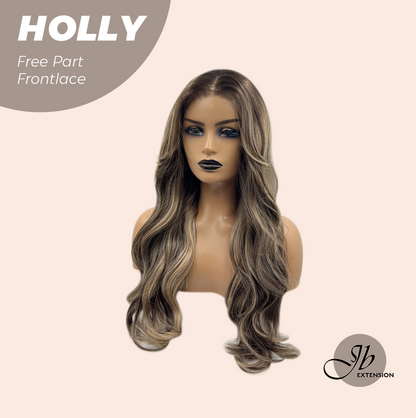 JBEXTENSION 24 Inches Brown With Highlight Wave Pre-Cut Free Part Frontlace Glueless Wig HOLLY Alexwigs