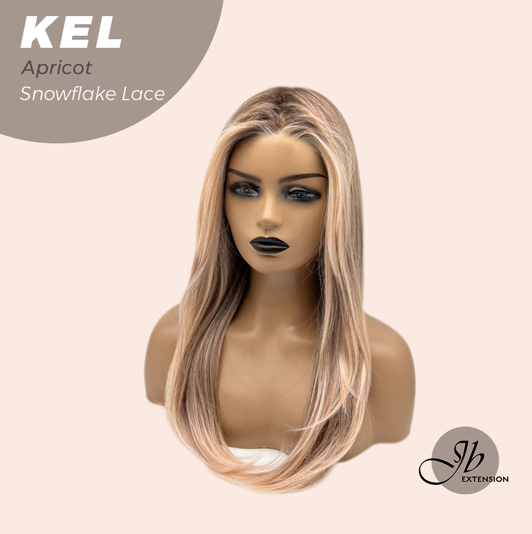 JBEXTENSION 22 Inches Apricot Pre-Cut Snowflake Lace Frontlace Glueless Wig KEL APRICOT【PERMATEASE】【BENDY EAR TABS】- M/L Alexwigs