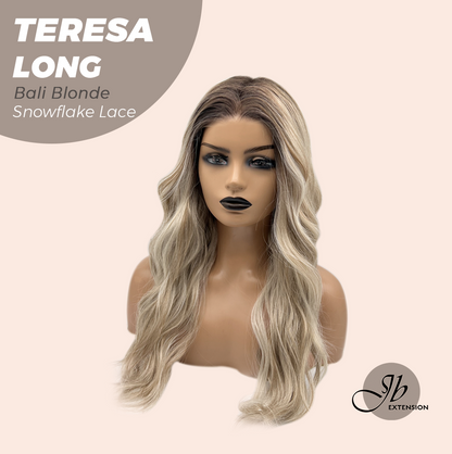 JBEXTENSION 22 Inches Long Bali Blonde Pre-Cut Snowflake Lace Frontlace Glueless Wig TERESA LONG BALI BLONDE【PERMATEASE】【BENDY EAR TABS】 Alexwigs
