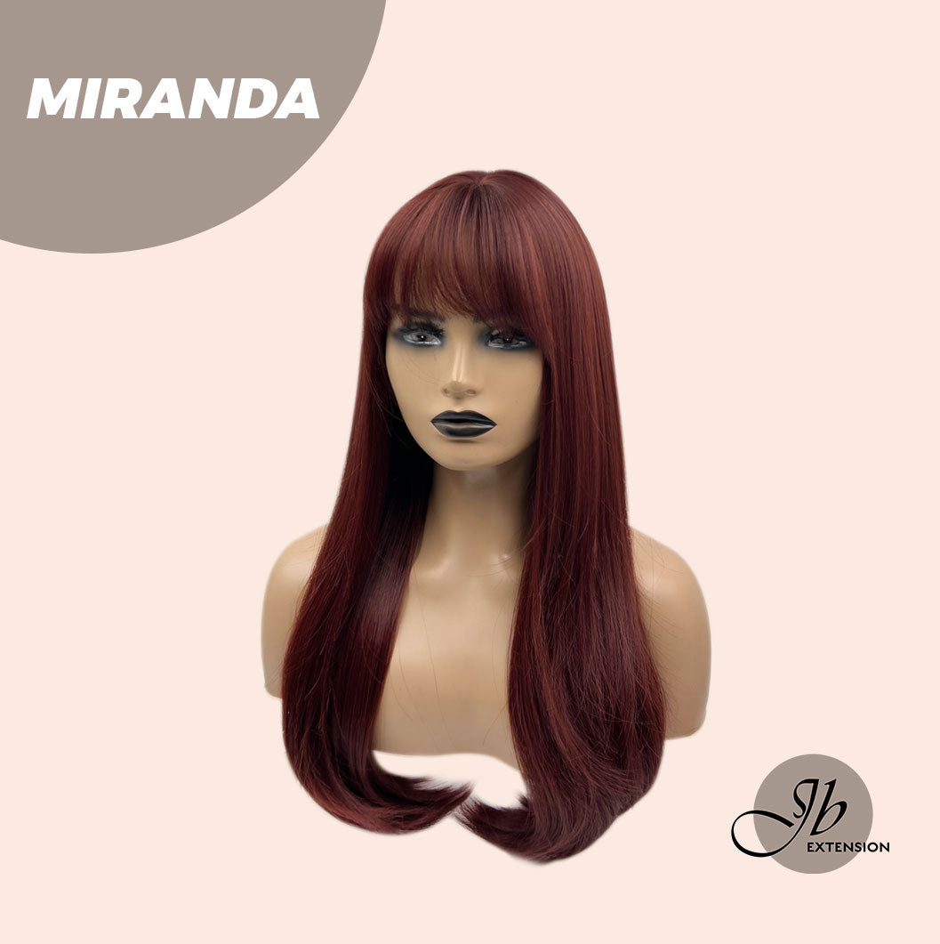JBEXTENSION 22 Inches Dark Red Curly Wig With Bangs MIRANDA Alexwigs