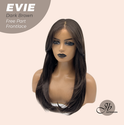 JBEXTENSION 22 Inches Dark Brown Pre-Cut Free Part Frontlace Glueless Wig EVIE DARK BROWN Alexwigs