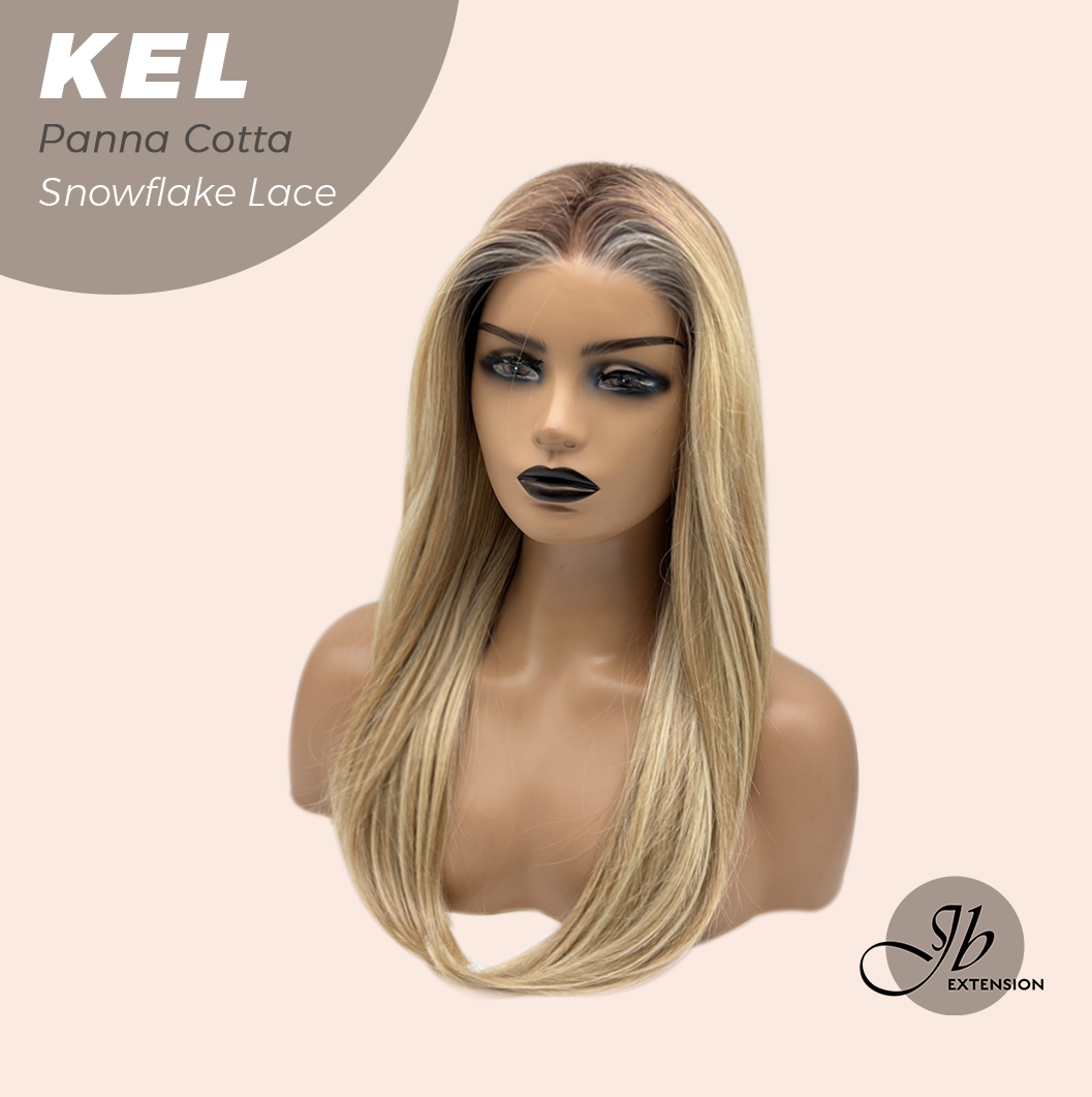 JBEXTENSION 22 Inches Panna Cotta Pre-Cut Snowflake Lace Frontlace Glueless Wig KEL PANNA COTTA【PERMATEASE】【BENDY EAR TABS】 Alexwigs