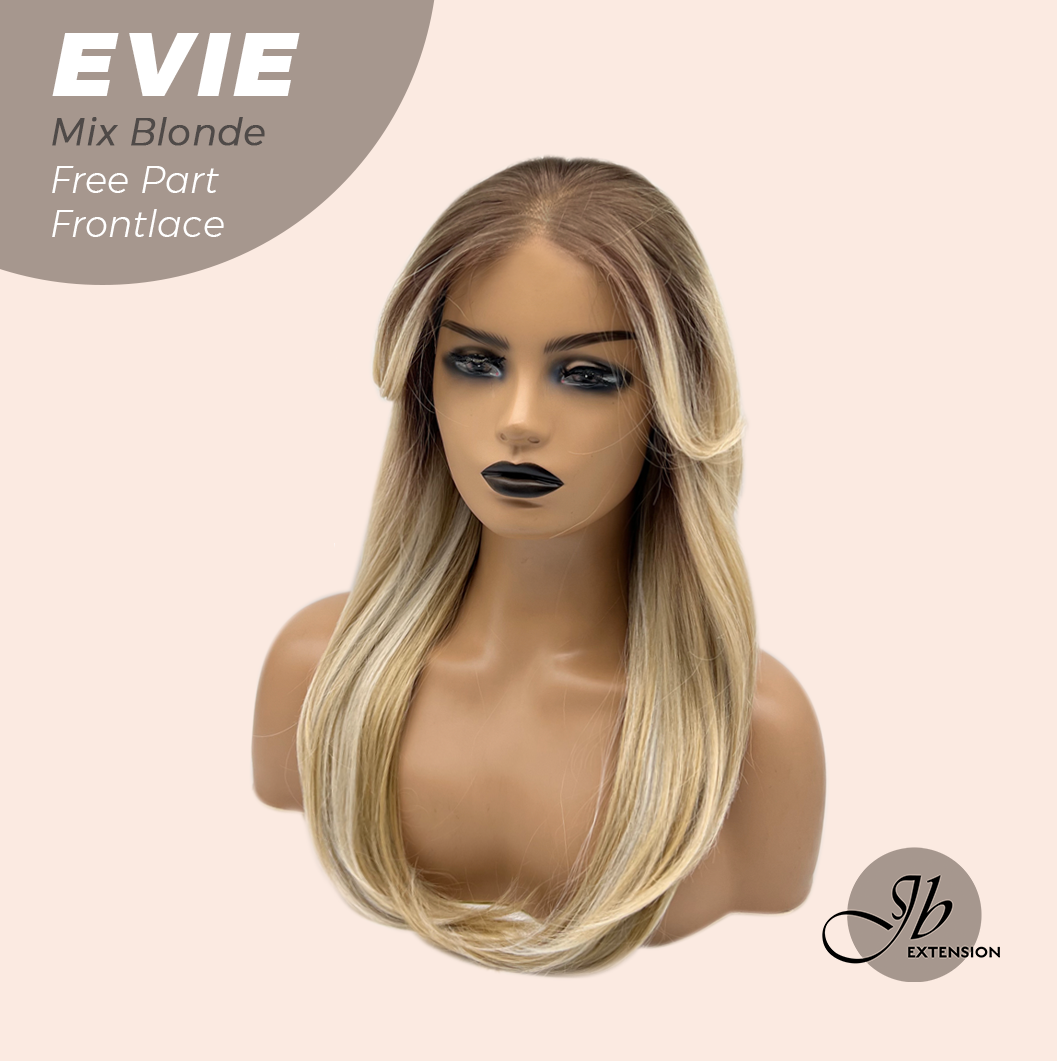 JBEXTENSION 22 Inches Mix Blonde Pre-Cut Free Part Frontlace Glueless Wig EVIE MIX BLONDE Alexwigs