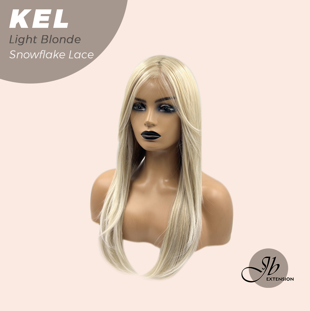 JBEXTENSION 22 Inches Light Blonde Pre-Cut Snowflake Lace Frontlace Glueless Wig KEL LIGHT BLONDE【PERMATEASE】【BENDY EAR TABS】- M/L Alexwigs